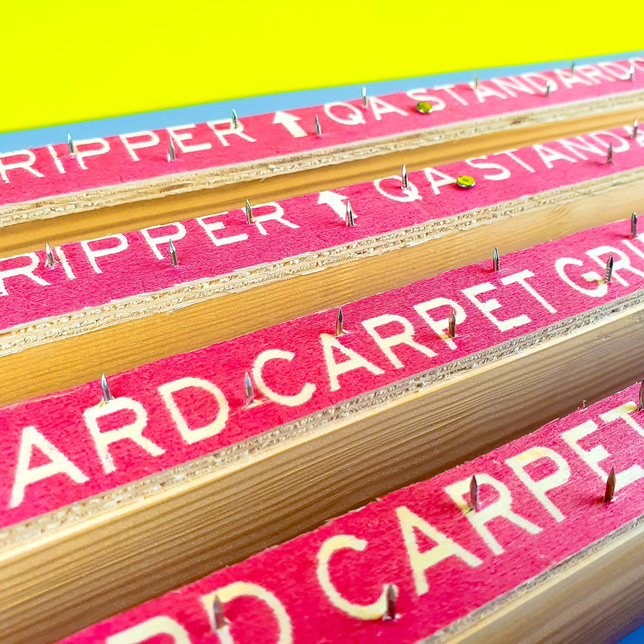 Close up of carpet gripper strips