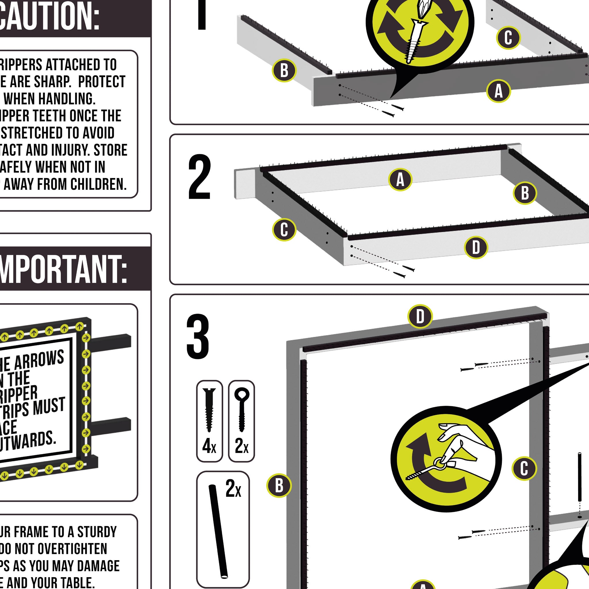 A cut-out of the diagram for assembly of the Tuftbox Rug Tufting Frame