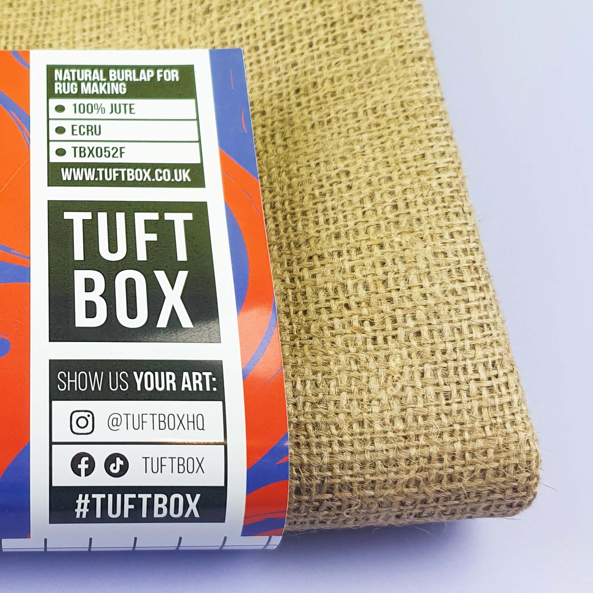 Hessian Rug Fabric folded with label