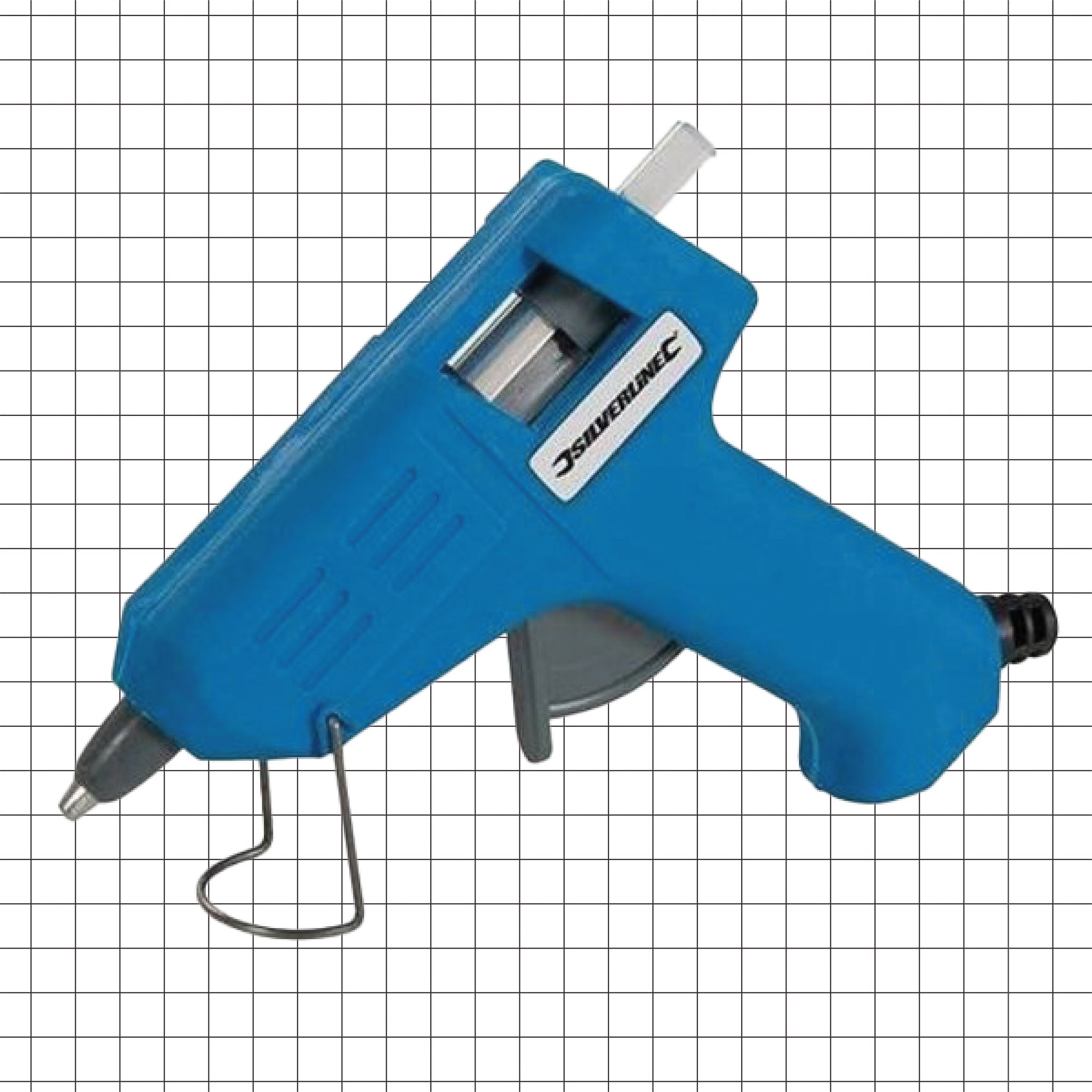 Silverline Mini Glue Gun on grid backdrop