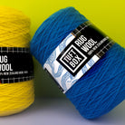 Tuftbox Rug Wool Electric Blue and Butter Yellow Cones