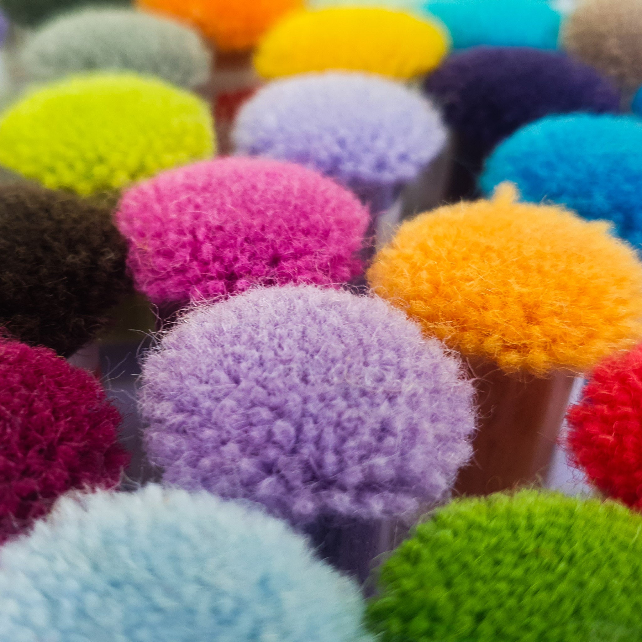 Tuftbox Rug Wool PomPom Swatches in many different colours