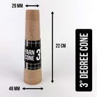 3 degree yarn cone with measurements on a white background