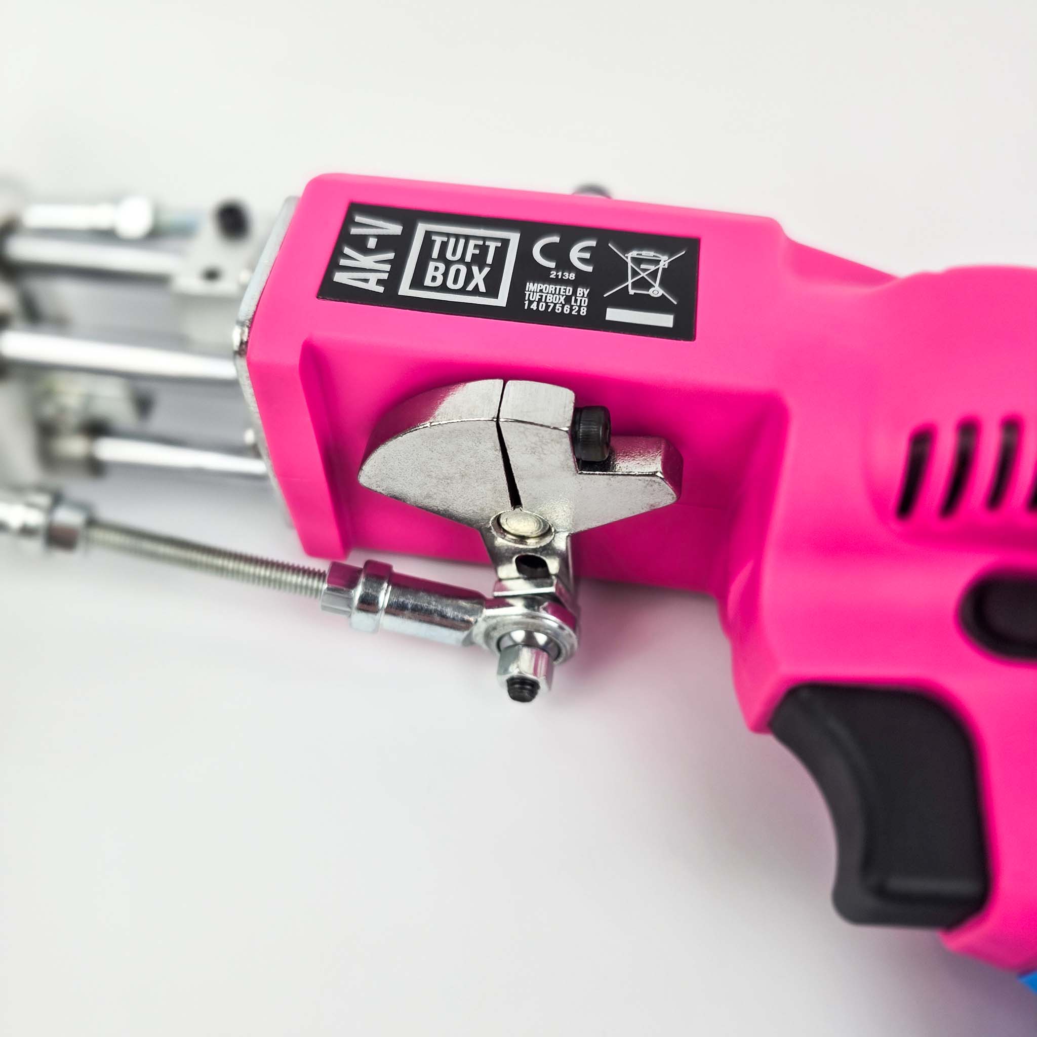 AK-V Rug Tufting Machine Showing Close Up Of Parts On A White Background