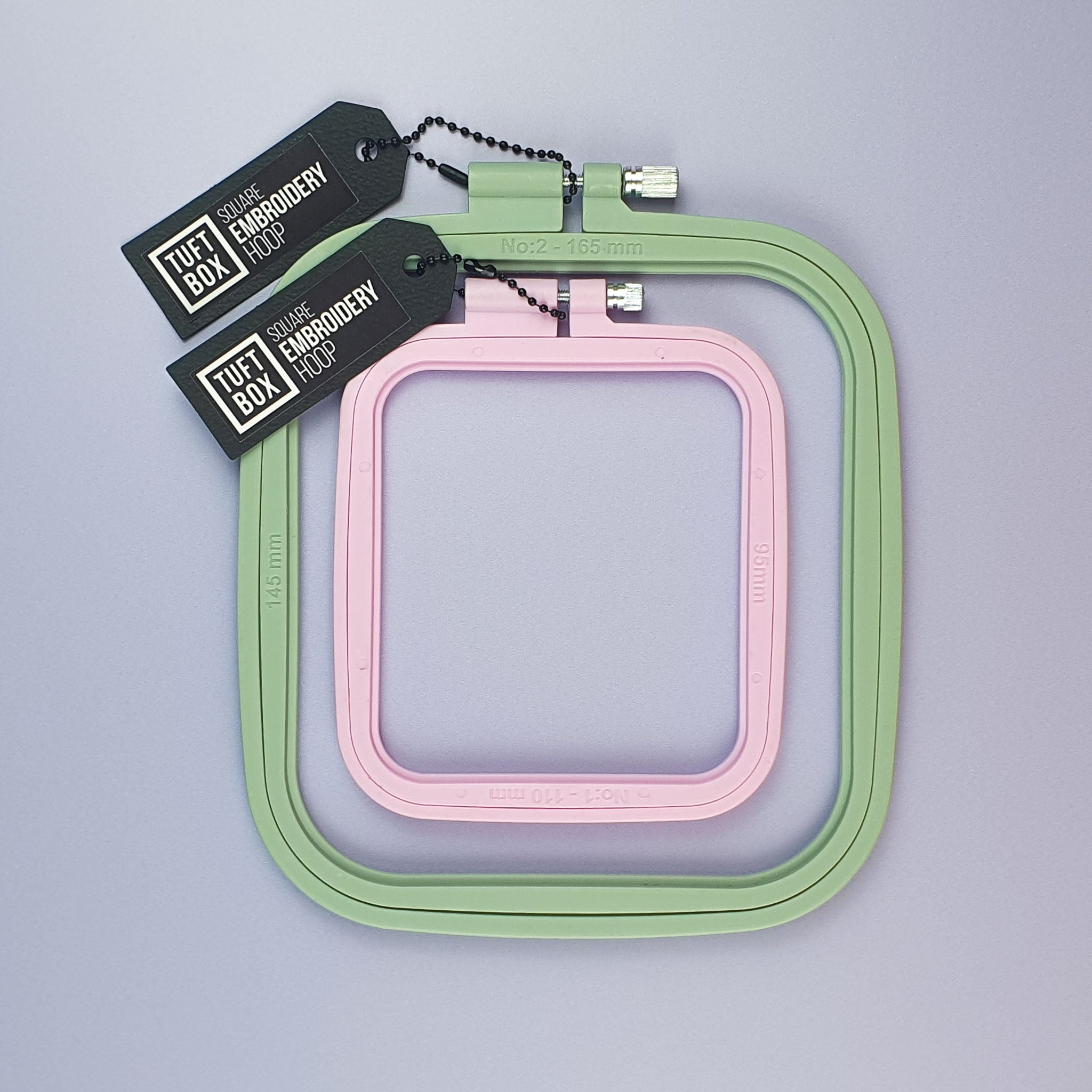 EmbroideryHoop Square Pink and Green Hoops Nested