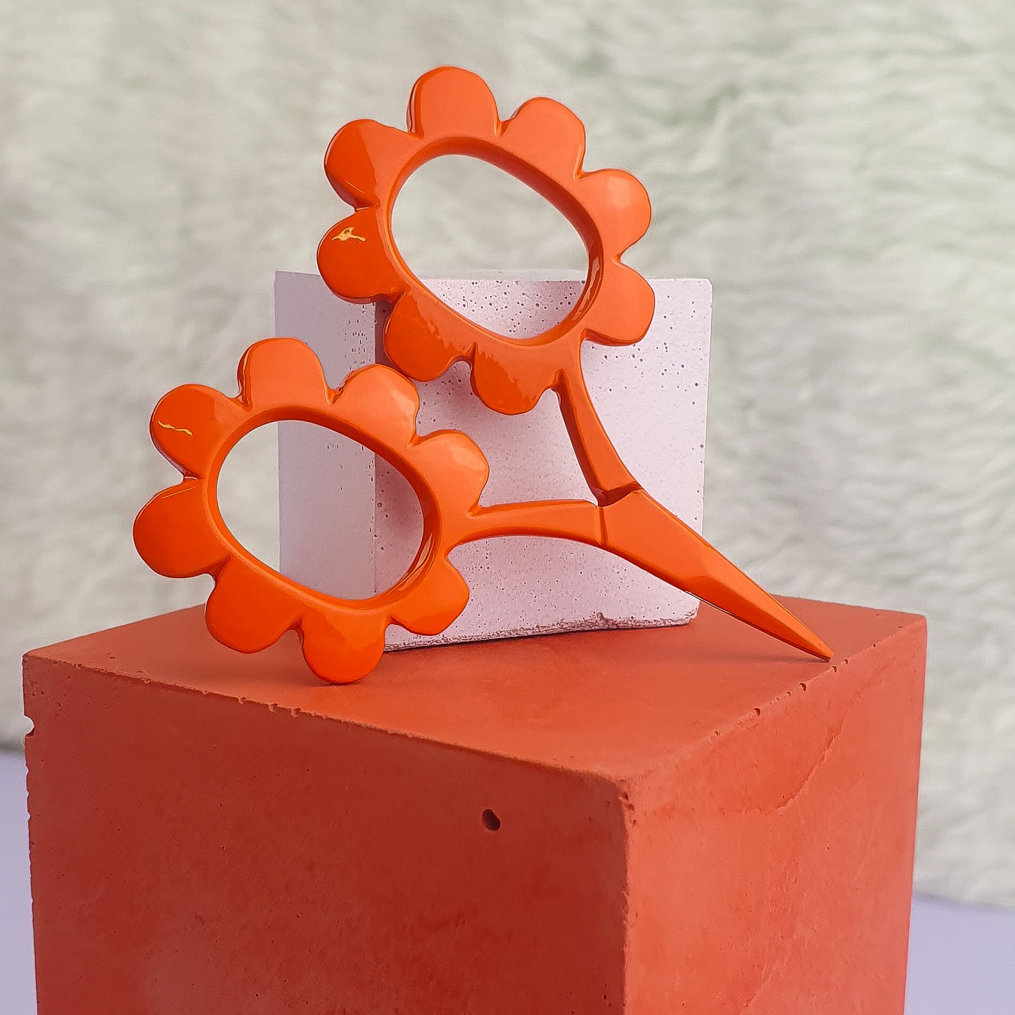 Flower Power Embroidery Scissors Orange