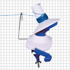 Blue and White KnitPro Yarn Winder side profile on white grid background