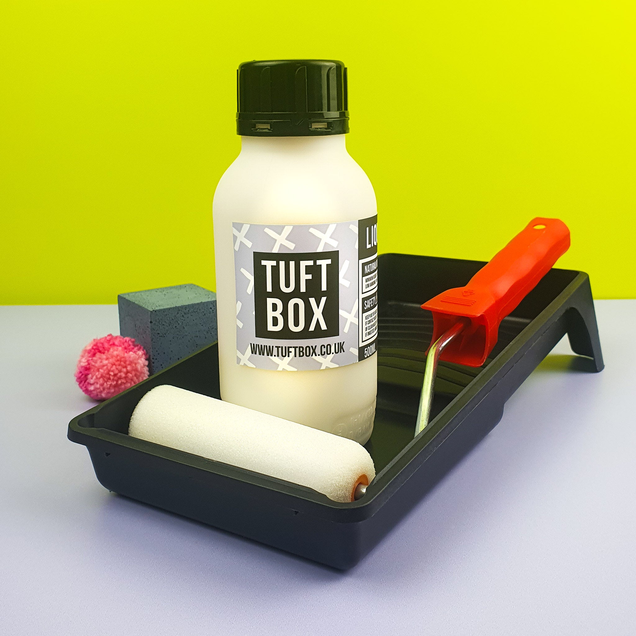 Liquid Latex Tufting Kit 500ml Rug Glue Tray and Roller Tuftbox UK