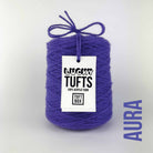 A cone of Lucky Tufts™ acrylic tufting and punch needle yarn in the colour Aura. An aquatic , vibrant blue.