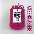 A cone of Lucky Tufts™ acrylic tufting and punch needle yarn in the colour Berry Cheeky. A bright but muted pink.