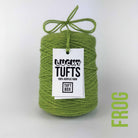 A cone of Lucky Tufts™ acrylic tufting and punch needle yarn in the colour Frog. A solid green. 