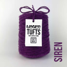 A cone of Lucky Tufts™ acrylic tufting and punch needle yarn in the colour siren. A dark and saturated purple.