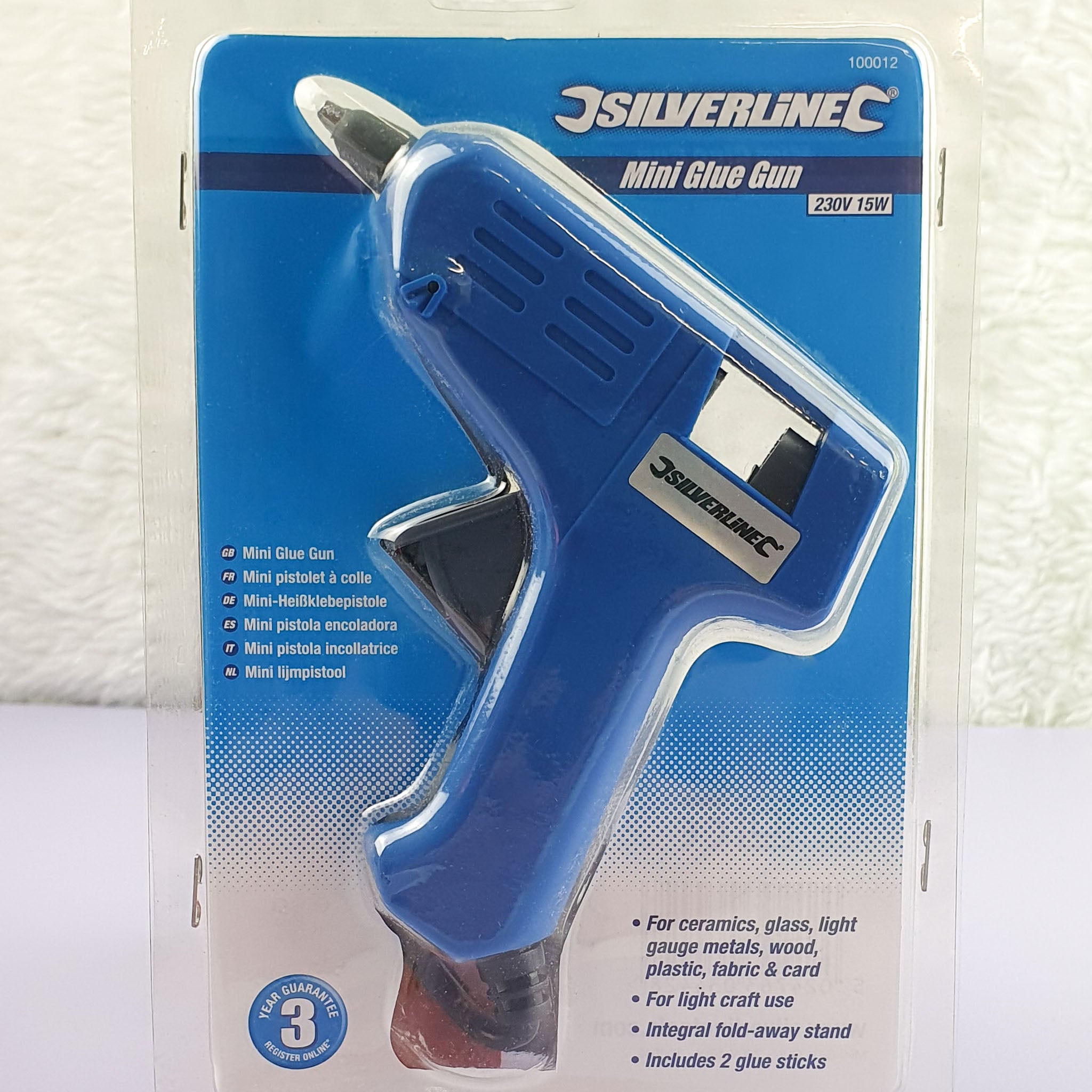 Silverline Mini Glue Gun in packaging