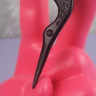 Black Crane Embroidery Scissors close up of blade